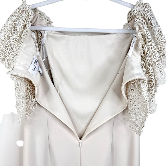 Joseph Ribkoff Off-Shoulder Lace Sleeve Sheath Dress Cream SZ 10 - Picture 12 of 16